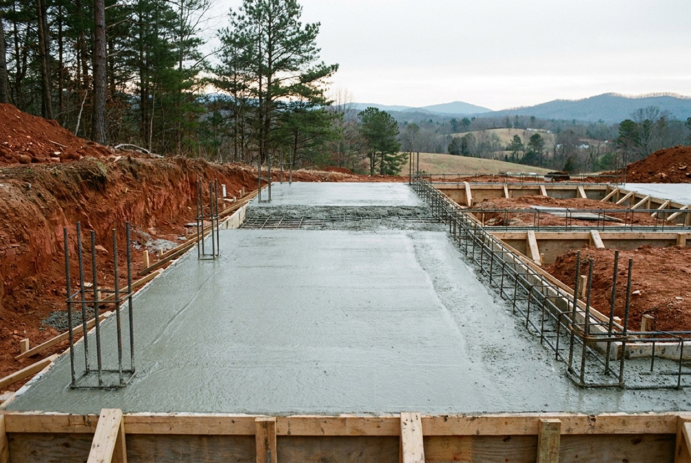 Poured concrete foundation and footing